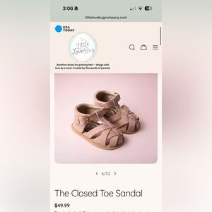 Little love bug pink leather sandals size 5